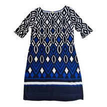Eliza J New York Dress Women’s Sz 10 Missy Sheath Black Blue Geometric $118 - £42.30 GBP