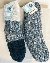 NWT Muk Luks Women&#39;s Teal and White Cozy Socks Non Skid Pack of 2 - £15.02 GBP