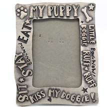  Dog Picture Frame Metal Bones Pawprints Kiss My Doggie Bow-Wow Vintage - £10.22 GBP