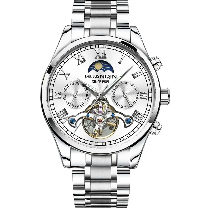 Tourbillon Mechanical Luxury Men&#39;s watches Stainless steel Waterproof Mo... - $98.50