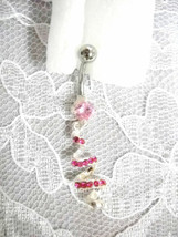 Spiral Ribbon Design 2 Tone Pink Color Crystals 14G Cz Belly Ring Navel Barbell - £3.92 GBP