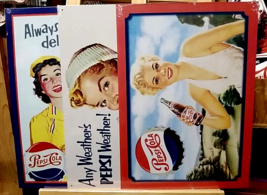 Pepsi-Cola Vintage Metal Signs Made in the USA 17&quot; x 12&quot;  (  3 Pcs. Pack ) - £25.60 GBP