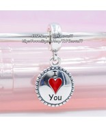 Released on valentine&#39;s day 925 Sterling Silver I Love You Dangle Charm  - £13.84 GBP