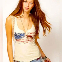 Free People We the Free Crochet American Flag Tank XS - £11.75 GBP