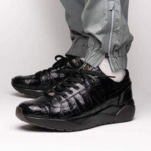 Nino Men'sGenuine Caiman Crocodile Fashion Sneaker Black image 9
