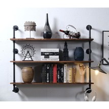 Industrial Pipe Wall Shelves Pipe Shelving With Real Wood Plank ,36 Inches Float - £150.27 GBP