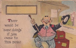 Man Outside Train Station If You Came To This Burg 1916 Humor Postcard E33 - $9.89