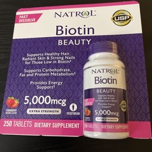 Natrol Biotin 5000 mcg Extra Strength Strawberry Flavored - 250 Tablets - £10.04 GBP