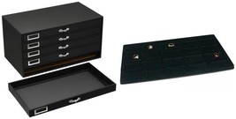 Black FindingKing 5-Drawer Jewelry Storage Case w/ 5 Black Flocked 20-slot Trays - £81.78 GBP