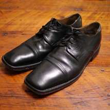 BARNEYS New York Black Leather Square Cap Toe Toe Dress Shoes Oxfords 11... - £63.20 GBP