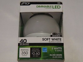 TCP RLG255W27K 5-watt G25 Globe Dimmable LED Bulb, Soft White - £7.04 GBP
