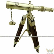 Maritime Brass Royal Navy Barrel Designer Telescope with Wooden Tripod S... - £39.13 GBP