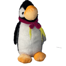 Penguin Stuffed Animal Black White Orange 10&quot; tall Soft Cuddly Wulian Sh... - $14.80