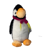 Penguin Stuffed Animal Black White Orange 10&quot; tall Soft Cuddly Wulian Sh... - $14.80