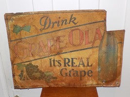 Vintage Drink Grape Ola It’s Real Grape Tin Partial Sign - $2,214.42 MXN