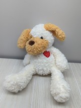 Hobby Lobby small plush cream off white tan brown puppy dog red heart chest - $17.81