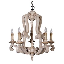 Bella 5-Light Wood Accent Candle Style Empire Chandelier - £142.87 GBP