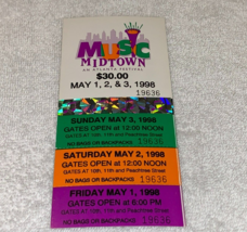 Destiny&#39;s Child W Beyonce Foo Fighters Atlanta Music Midtown 1998 3 Day Ticket - £11.82 GBP