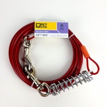 20ft Dog Tie Out Cable up to 50LB Wire  Pet Steel Chain Gear Zone Red New  - £13.84 GBP