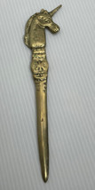 Vintage Original Unicorn Letter Opener Solid Brass Mythical Heavy Duty 8&quot; Long - £13.24 GBP