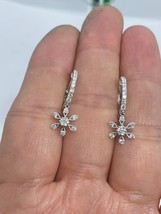 2.20Ct Simulated Diamond Snowflake Dangle Earrings 14K White Gold Finish - £86.77 GBP