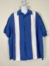 Cubavera Blue White Guayaberra Shirt Button Up Linen Rayon Mens XXL 2XL - £11.55 GBP
