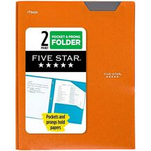 Five Star 2 Pocket Plastic Folder with Prongs Orange Letter Size - $242.58 MXN