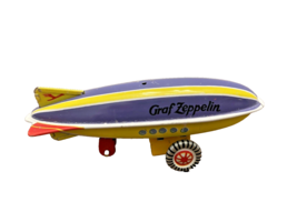 Blimp Schylling Graf Zeppelin Striped Tin Toy 1995 Vintage 3.5 inch Long - $12.97