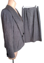 KASPER SKIRT SUIT Double Breasted Gray Check Business Wear Size 8 - £19.54 GBP