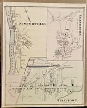 1876 Antique Newportville Fallington Tullytown Map From Bucks Co Atlas Pa - £37.91 GBP
