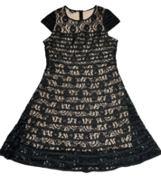 Alfani Black Lace A Line Dress Size 14W Short Sleeve - £17.88 GBP