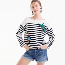 J Crew Striped cotton sweater with cabana patches, size L, NWT - £71.71 GBP