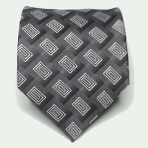 Croft &amp; Barrow Men Dress Silk Tie Black Silver Print 3.5&quot; wide 59&quot; long  - £7.58 GBP