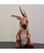 Vintage Brown Vinyl 10&quot; Rabbit Faux Fur Japan 1950s Stuffed Plush Toy - $38.31 CAD