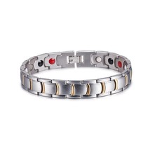 Vinterly Steel Magnetic Bracelet Black Energy Germanium Wrist Band Bracelet Male - £24.33 GBP
