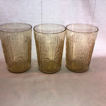 3 Vintage Amber Sharon 4 Inch Tumblers Depression Glass Mint - £23.97 GBP