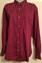 Gulf Traders Women&#39;s M Blouse Classic Red Speckled Long Sleeves Button Down - $12.82