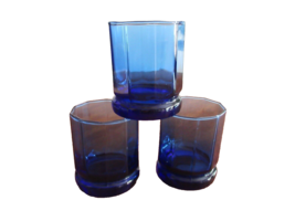 Lot 3x Anchor Hocking Essex Cobalt Blue 10 Panel Double Old Fashioned Ro... - $284.38 MXN