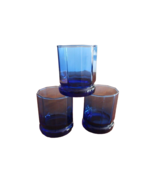 Lot 3x Anchor Hocking Essex Cobalt Blue 10 Panel Double Old Fashioned Ro... - €12,87 EUR
