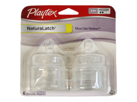 (6) Playtex Naturalatch Silicone Baby Bottle Nipples 3+ Months Medium Fl... - £5.45 GBP