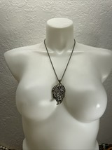 Vintage Gold Tone Glass Stone Leaf Necklace Estate Fashion Jewelry Find ... - $19.79