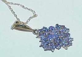 14K 3.00ct Tanzanite Marquise Cluster Pendant Necklace Yellow Gold NEW Tag NOS - £556.96 GBP