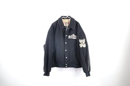 Vintage 90s Avirex Mens 3XL Distressed Spell Out Lined Wool Varsity Jacket Black - £350.28 GBP