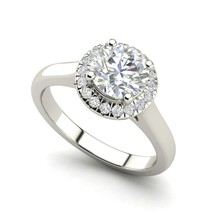 Halo Engagement Ring 1.75Ct Round Cut Diamond Solid 14k White Gold in Size 5.5 - £176.37 GBP