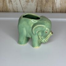 Vintage McCoy Art Pottery Celadon Green Elephant Trunk Up Planter 3x3.5 - $30.00