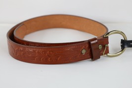 Deadstock Vintage 70s Tooled Western Steerhide Flower Leather Belt Women... - $1,298.96 MXN