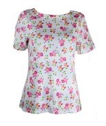 Women T-Shirt Charter Club Cotton Floral-Print T-Shirt Size Small White - $197.82 MXN