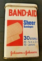 1983 Johnson &amp; Johnson Band-Aid Sheer Bandages (Code 4614) Metal Tin w/ ... - $14.46