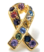Olit USA Multi-color Crystal Awareness Ribbon of Hope Pin Blue Green Pur... - $23.89 CAD