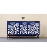 Horchow blue &amp; white bone inlay 3 drawer 4 door cabinet, bone inlay furn... - $2,655.45 CAD